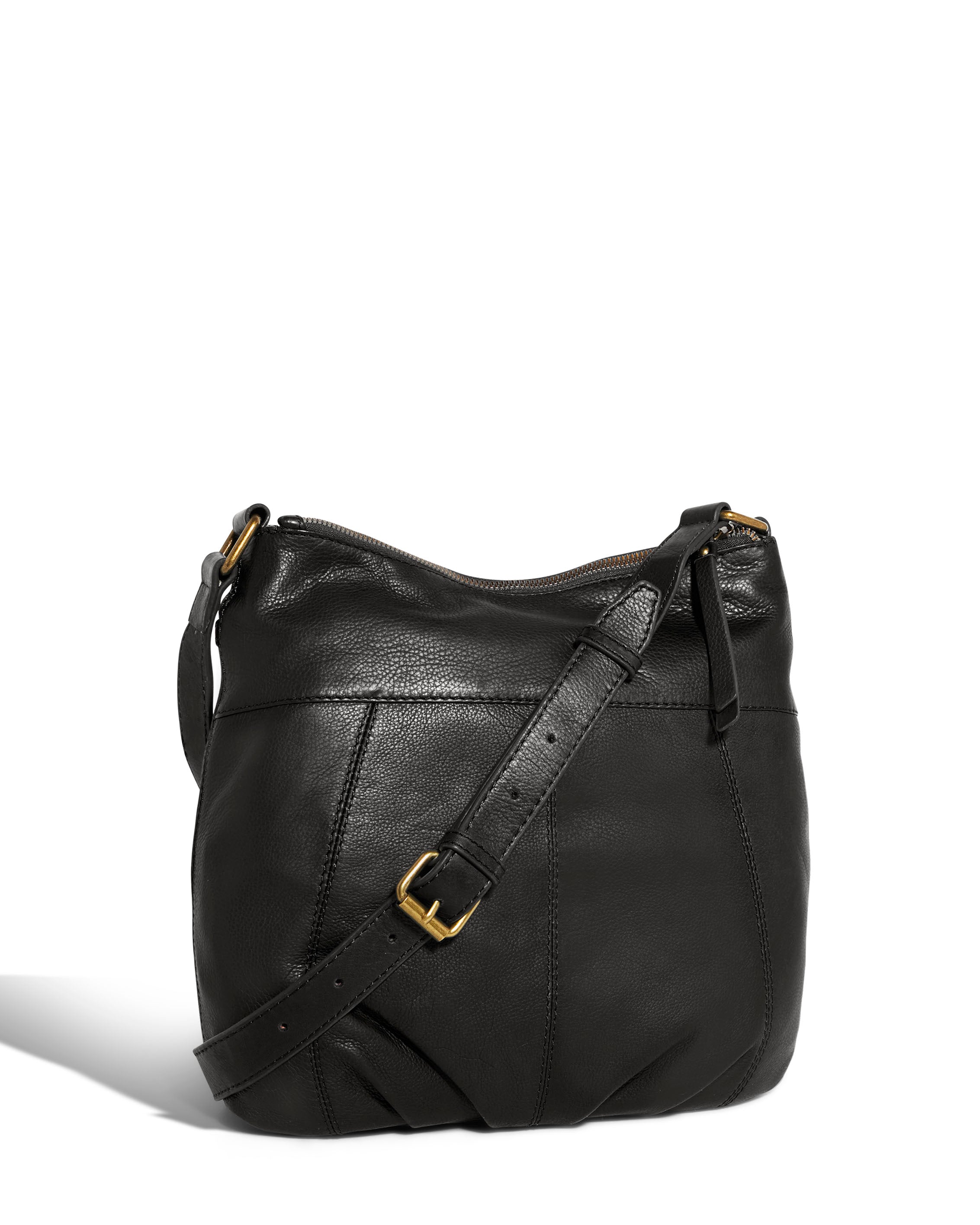 Lennie Double Entry Crossbody in Black | American Leather Co.