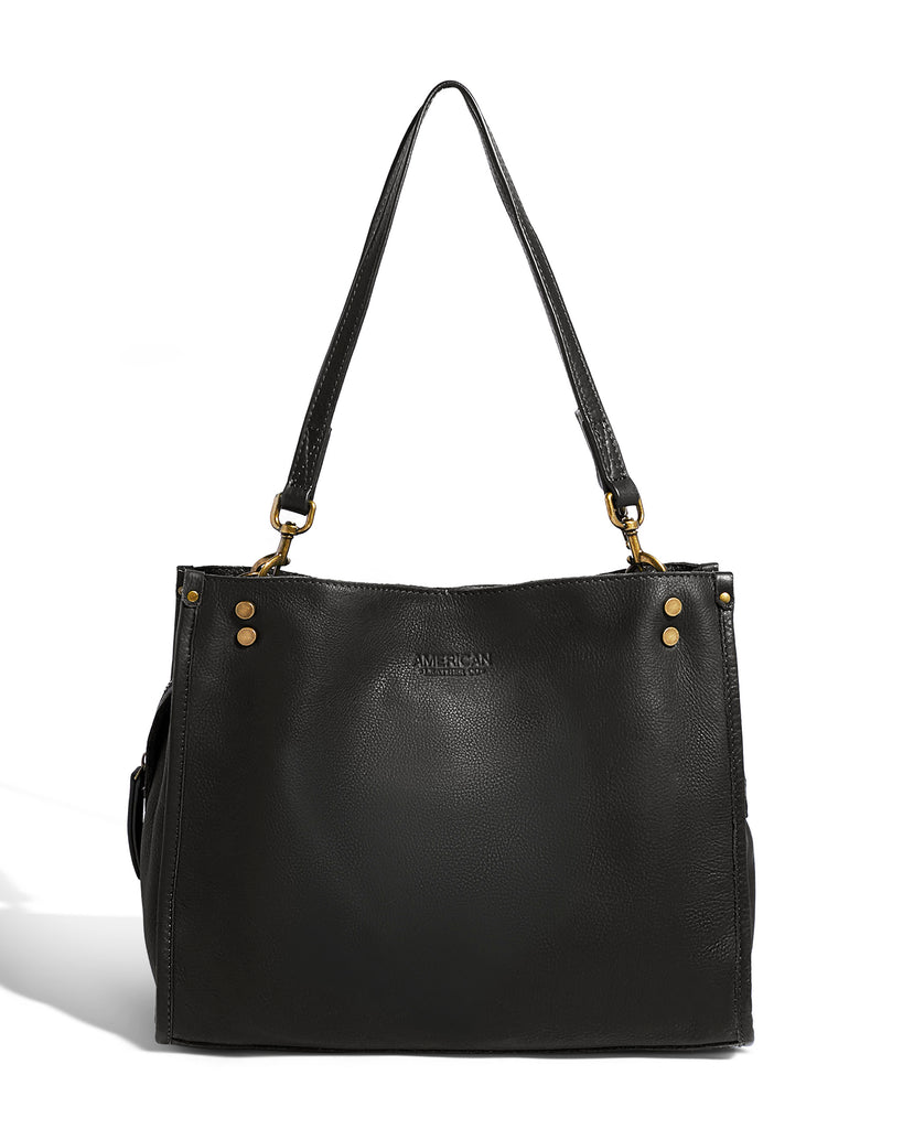 American Leather Co. Lenox Triple Entry Satchel Black