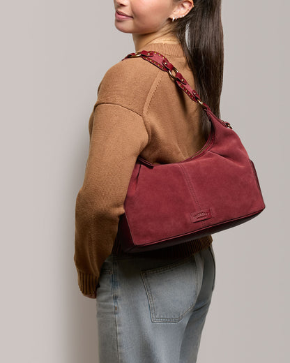 dark cherry suede