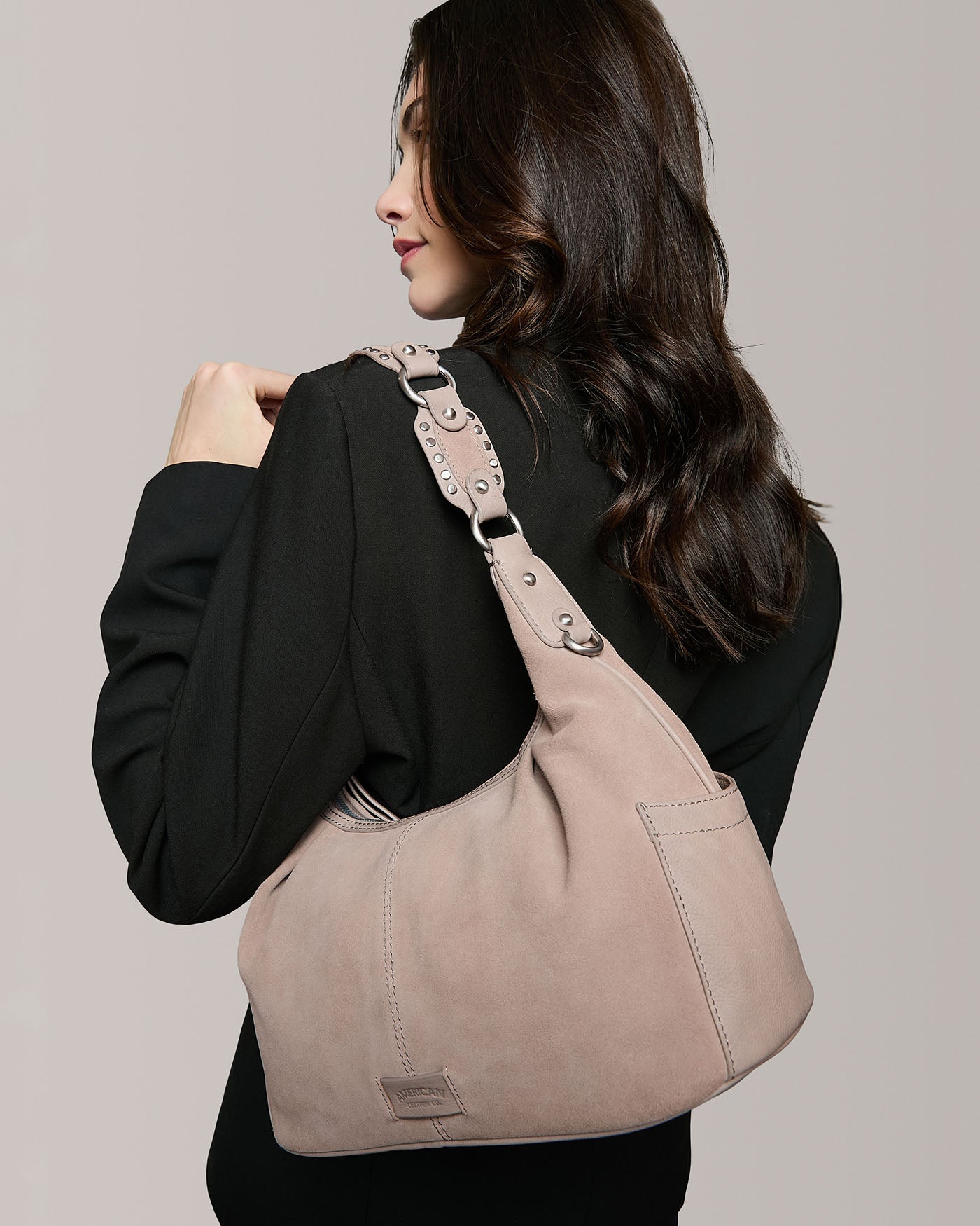 timeless taupe suede