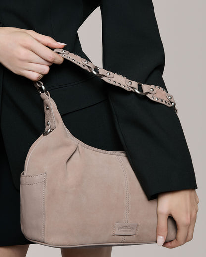 timeless taupe suede