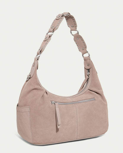 timeless taupe suede