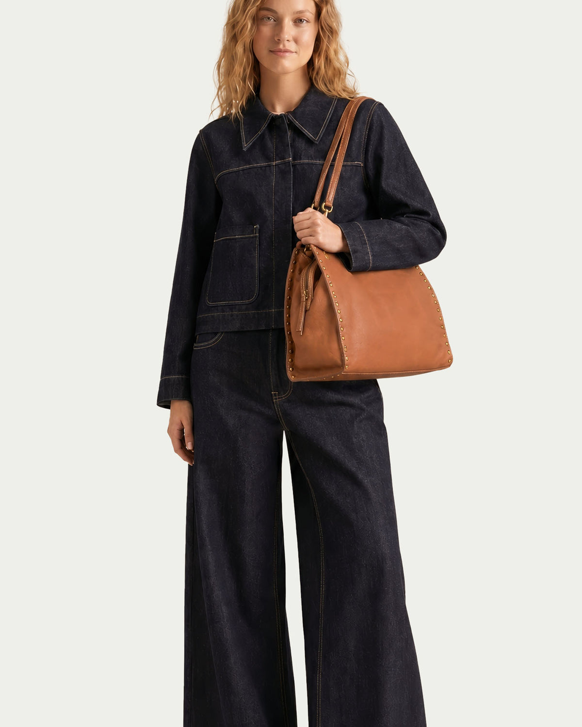 Lenox Studded Triple Entry Satchel