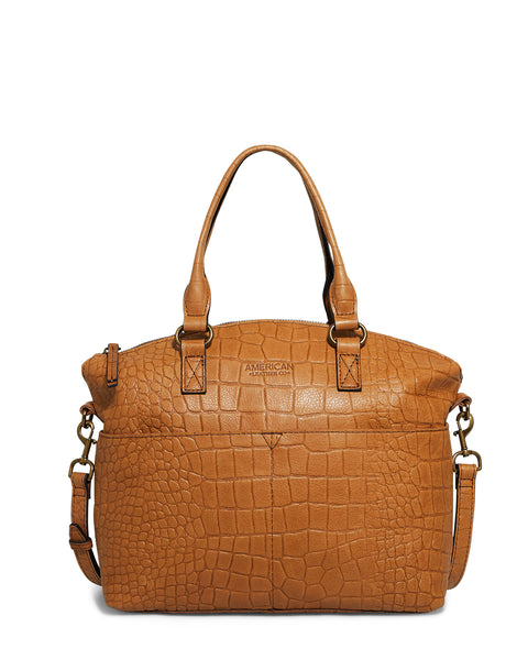 American Leather Co. Carrie Dome Satchel Cafe Latte Croco