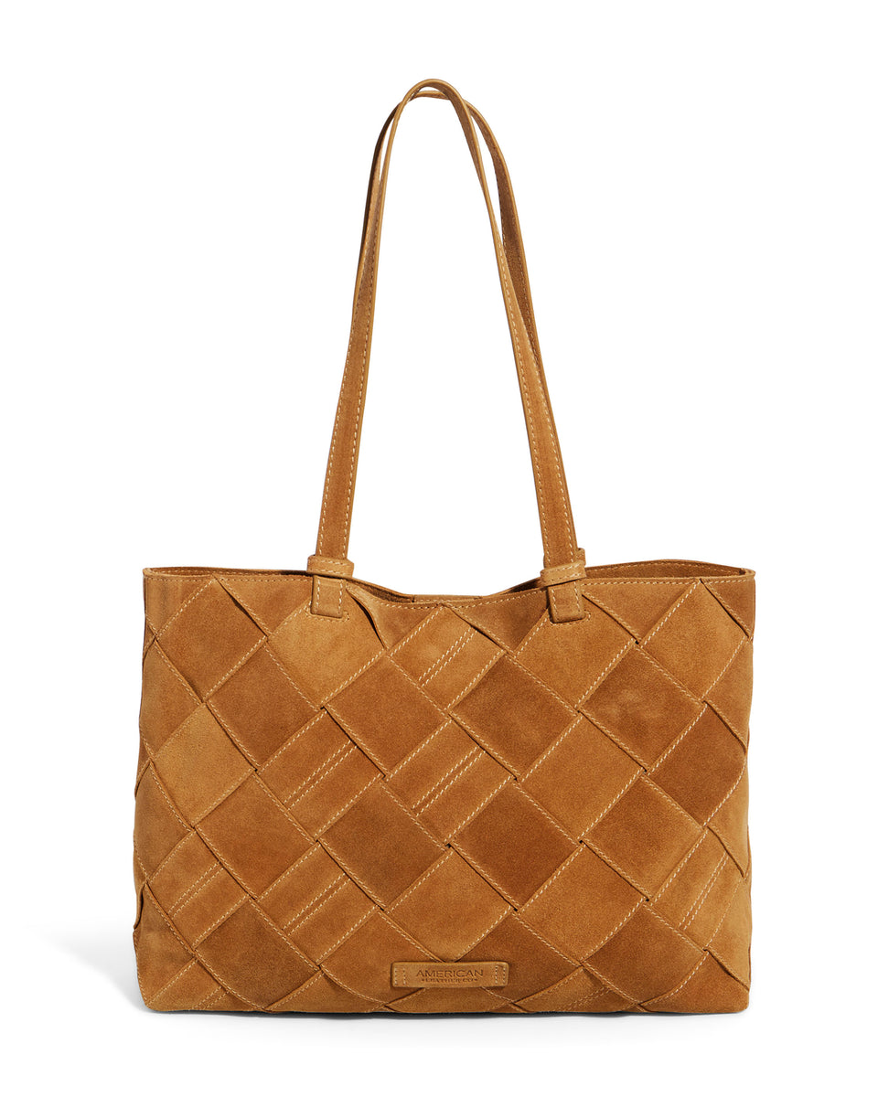 American Leather Co. Mercer Suede Woven Tote ,Cafe Latte