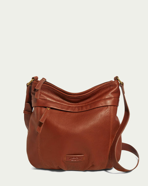 American Leather Co. Acorn Double Entry LeatherCrossbody,Brandy American Leather Co. Acorn Double Entry LeatherCrossbody,Brandy