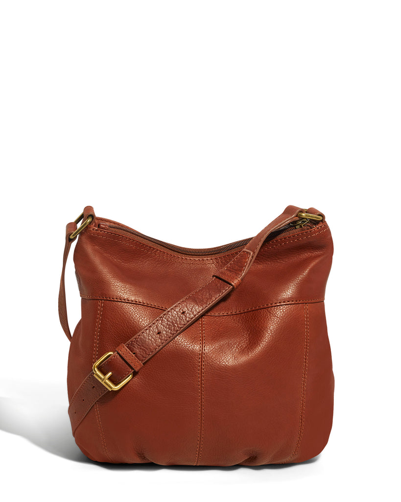 Backside of the Acorn Double Entry Leather Crossbody Bag from American Leather Co.