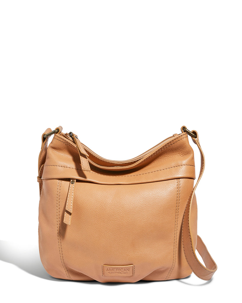 Acorn Double Entry Leather Crossbody Bag in Cashew from American Leather Co.