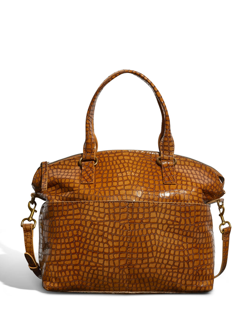 Dome satchel bag in light brown alligator leather from American Leather Co.