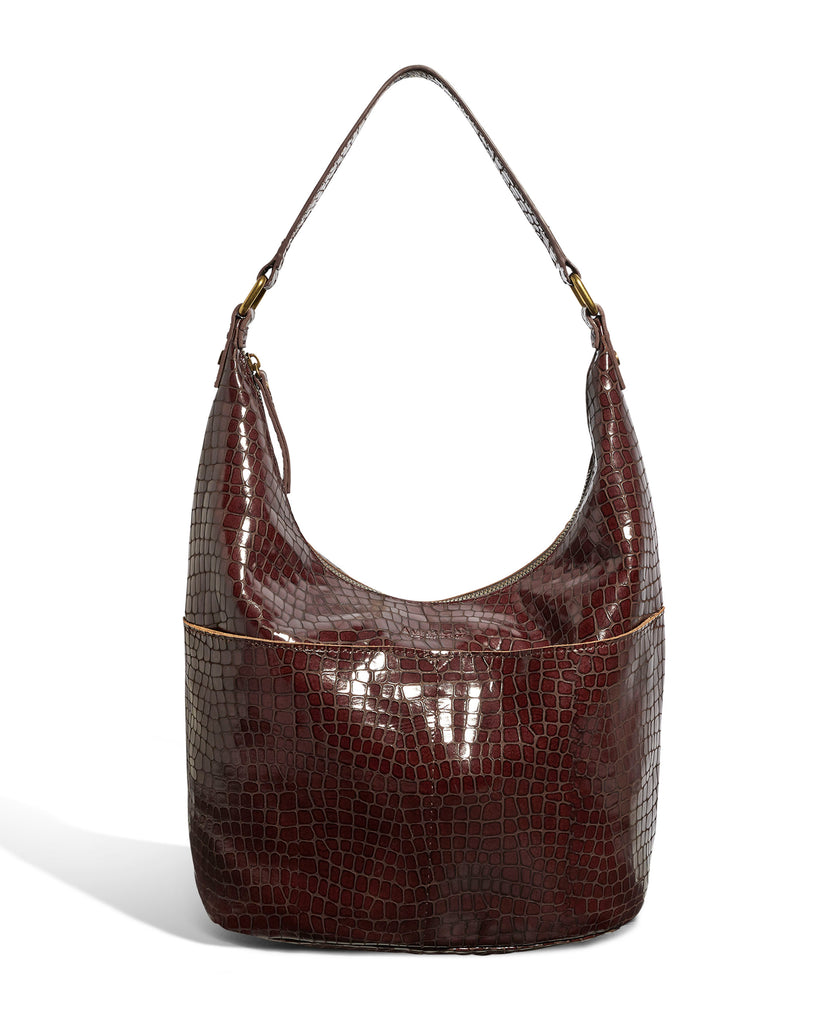 Women's hobo bag in a dark brown alligator leather from American Leather Co.