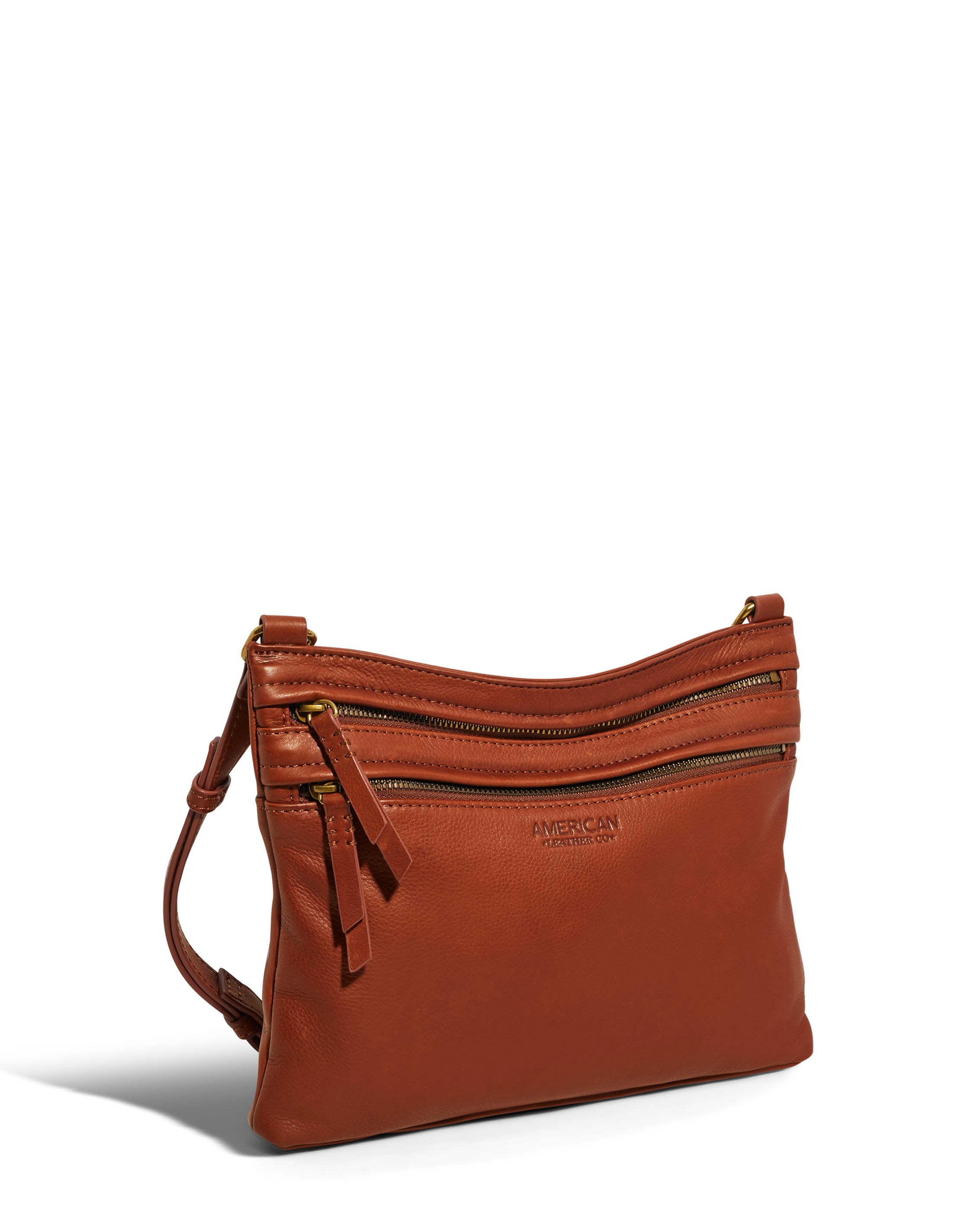 Leather double zip crossbody bag Clearance