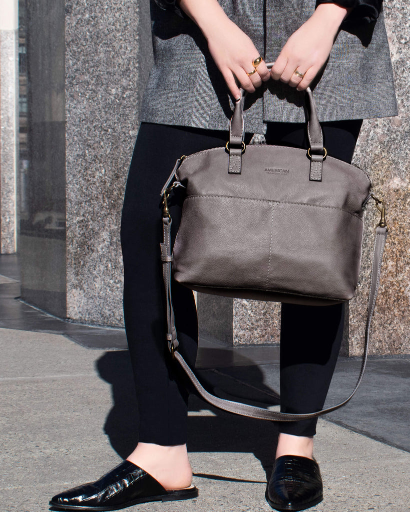Carrie Dome Satchel - ash grey lifestyle