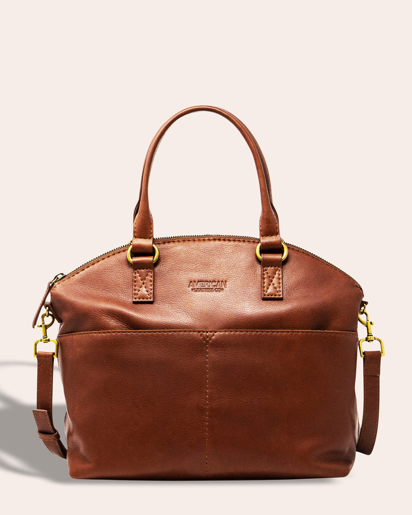 Carrie Dome Satchel - brandy front