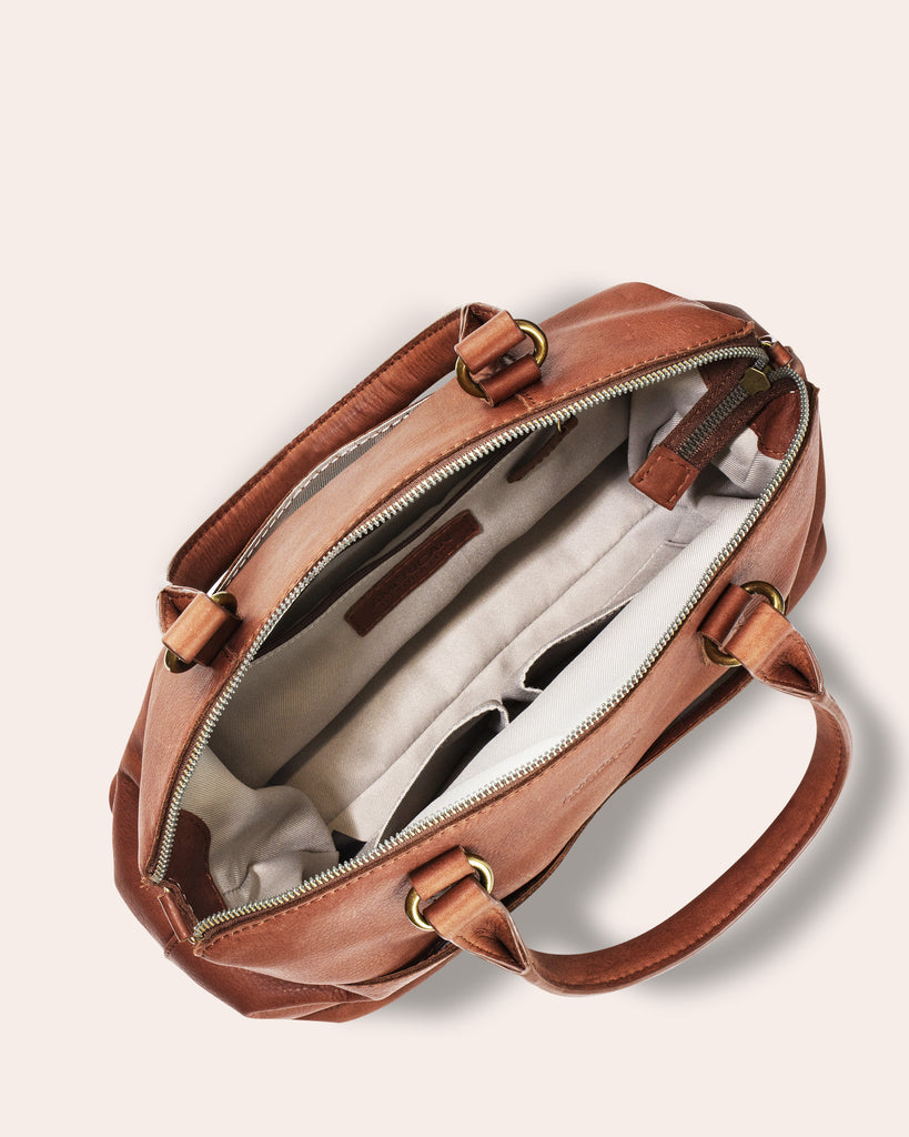 Carrie Dome Satchel - ash grey interior