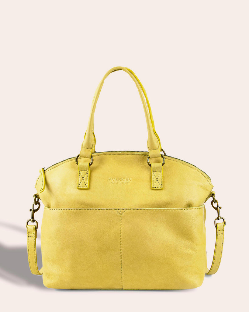 Carrie Dome Satchel - pale yellow front