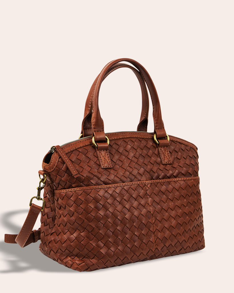 Carrie Woven Dome Satchel - side angle