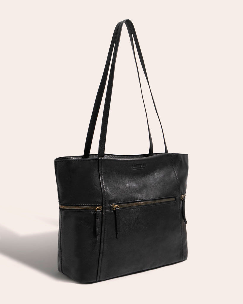 Erie Tote Black - side angle