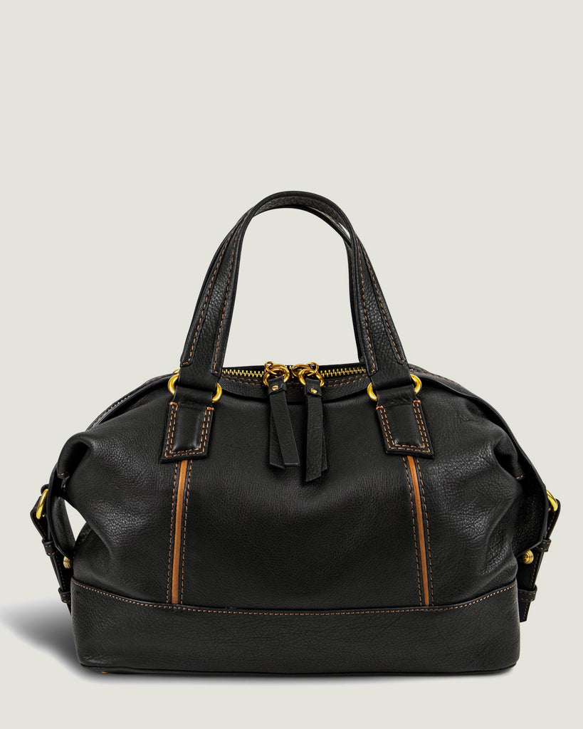 American Leather Co. Willow Draped Satchel Black - front