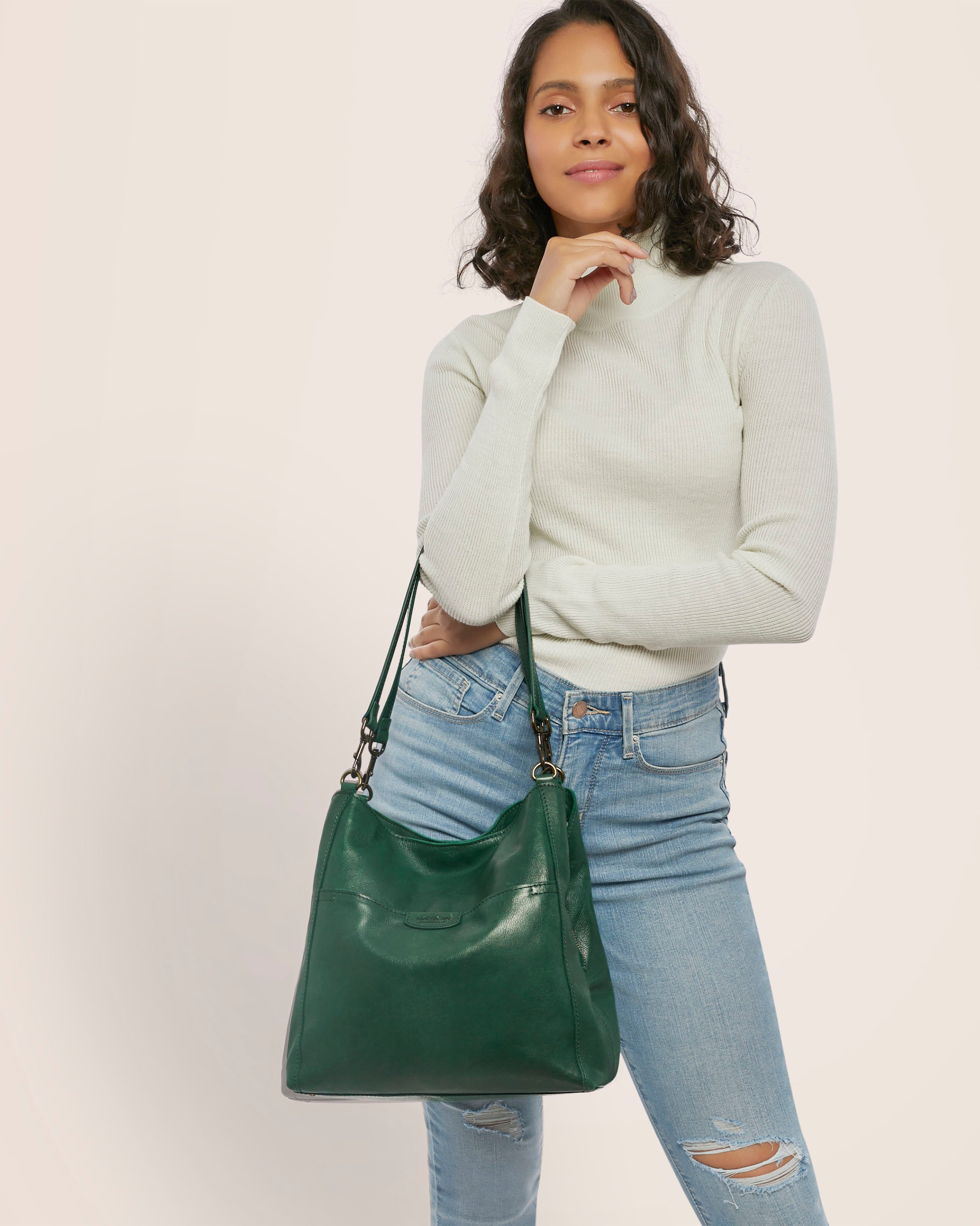 Austin Triple Entry Hobo in Bermuda American Leather Co