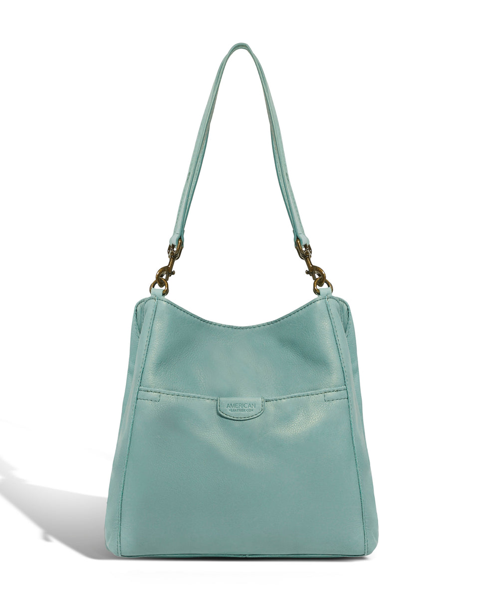 American Leather Co. Austin Triple Entry Hobo Soft Teal