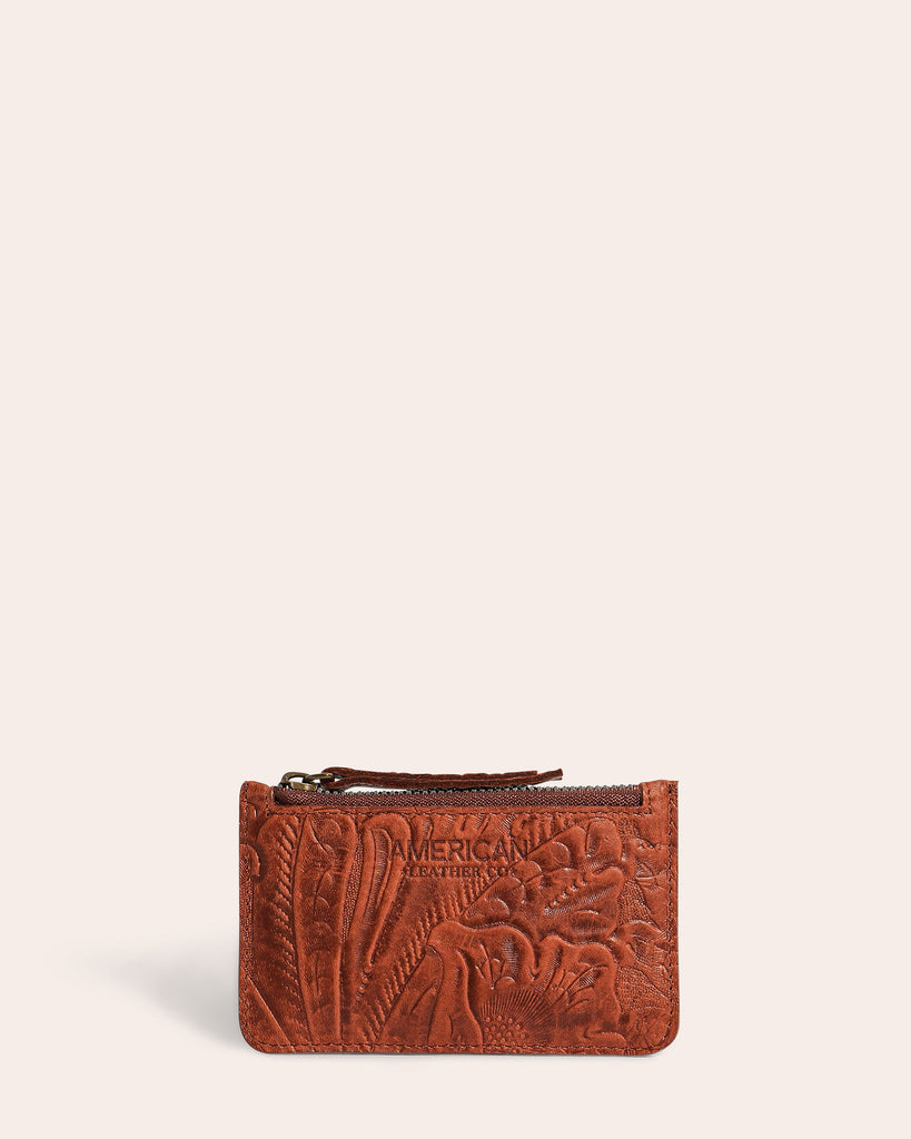 American Leather Co. Liberty Wallet With RFID Brandy Tooled - front