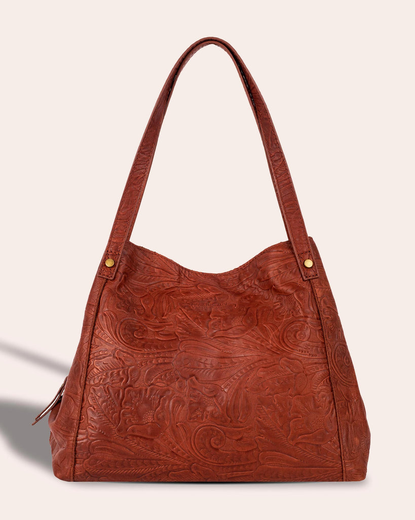 Liberty Shopper - brandy tooled front