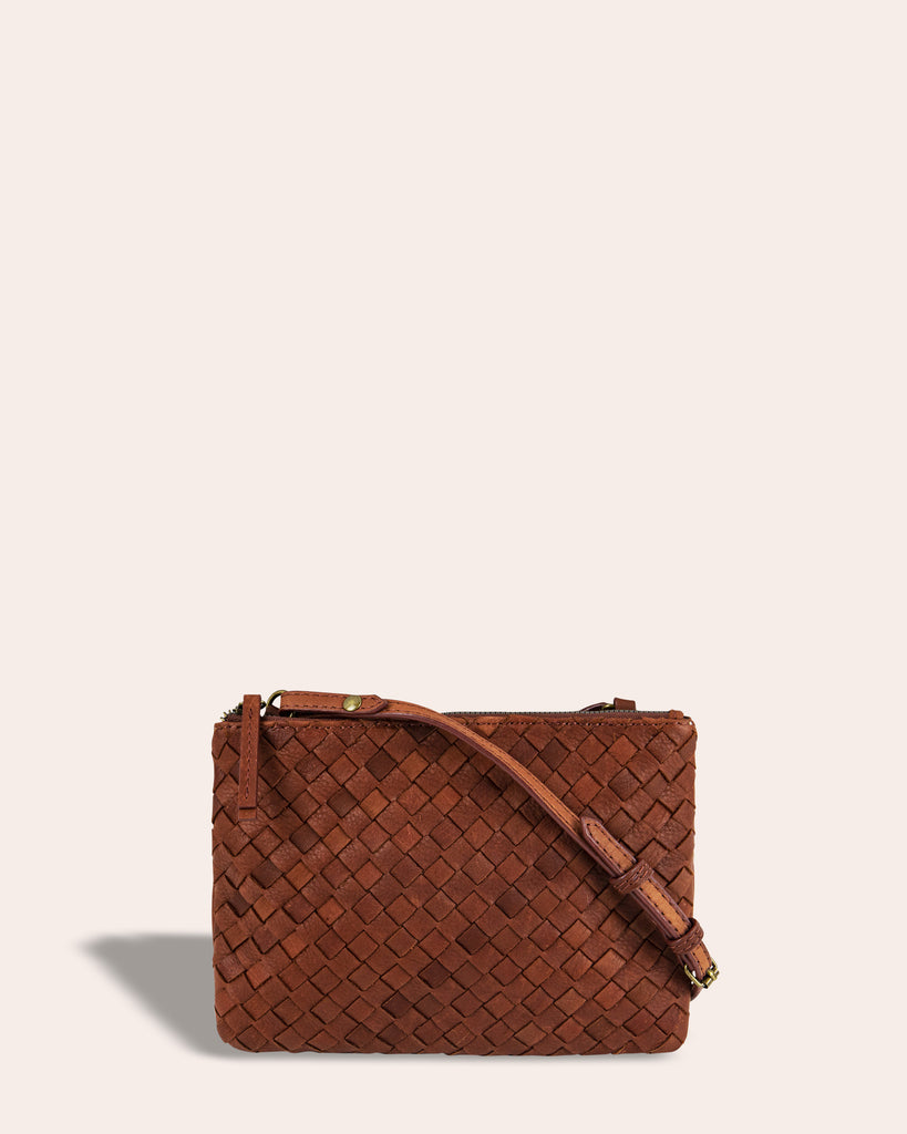 Liberty Woven Crossbody - brandy front