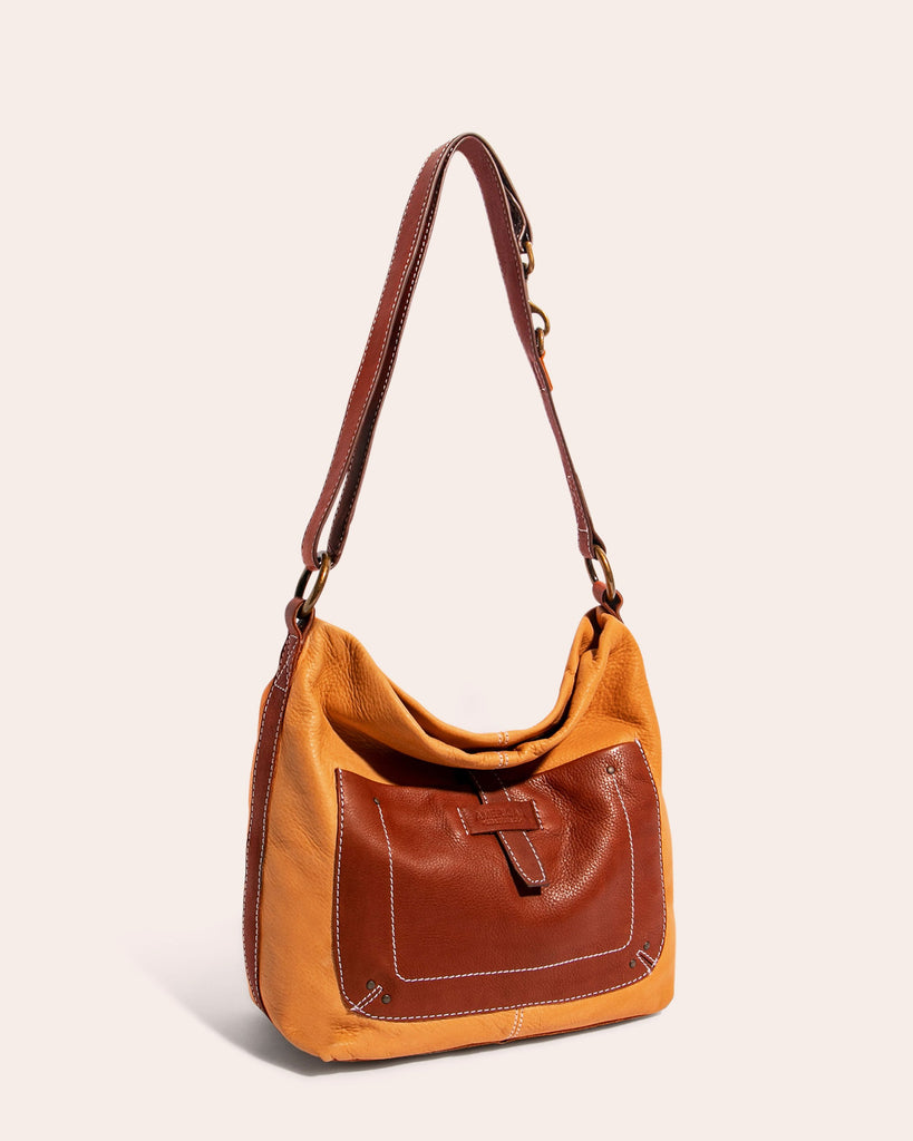 American Leather Co. Logan Convertible Hobo Stone - side angle