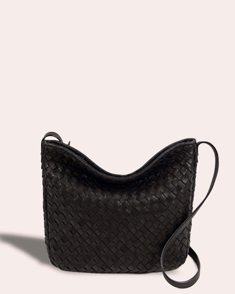 Modena Woven Crossbody - black front
