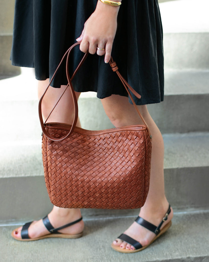 Modena Woven Crossbody - brandy lifestyle