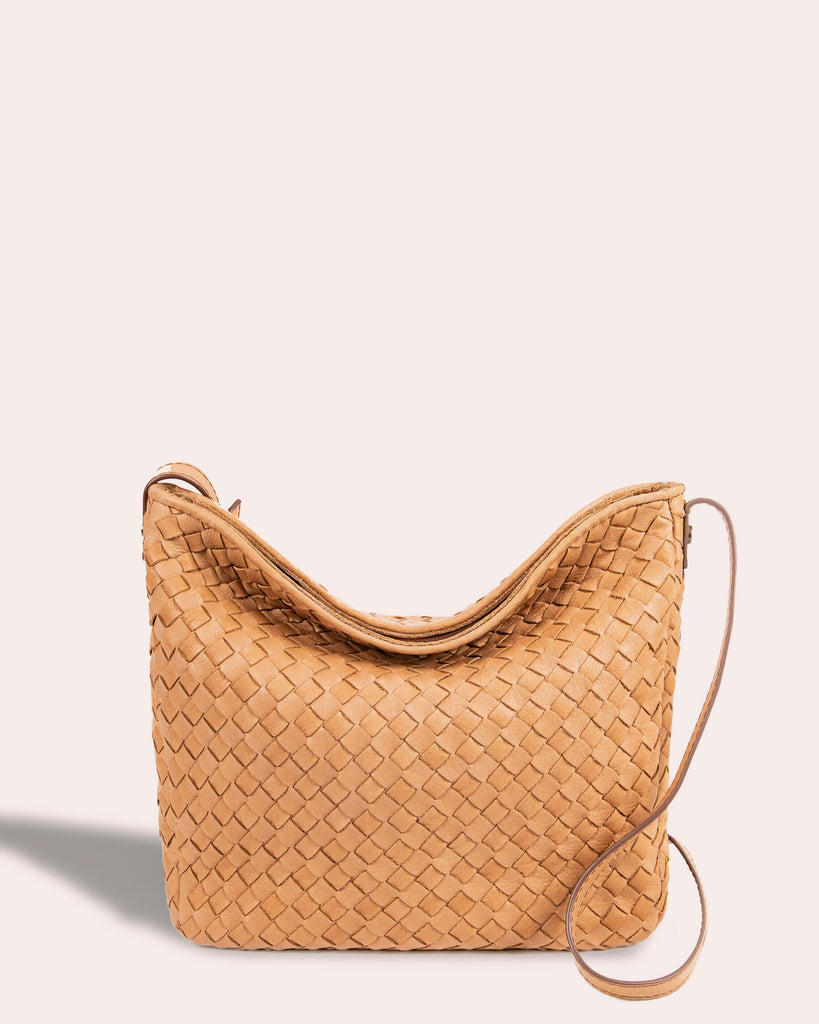 Modena Woven Crossbody - butter rum front