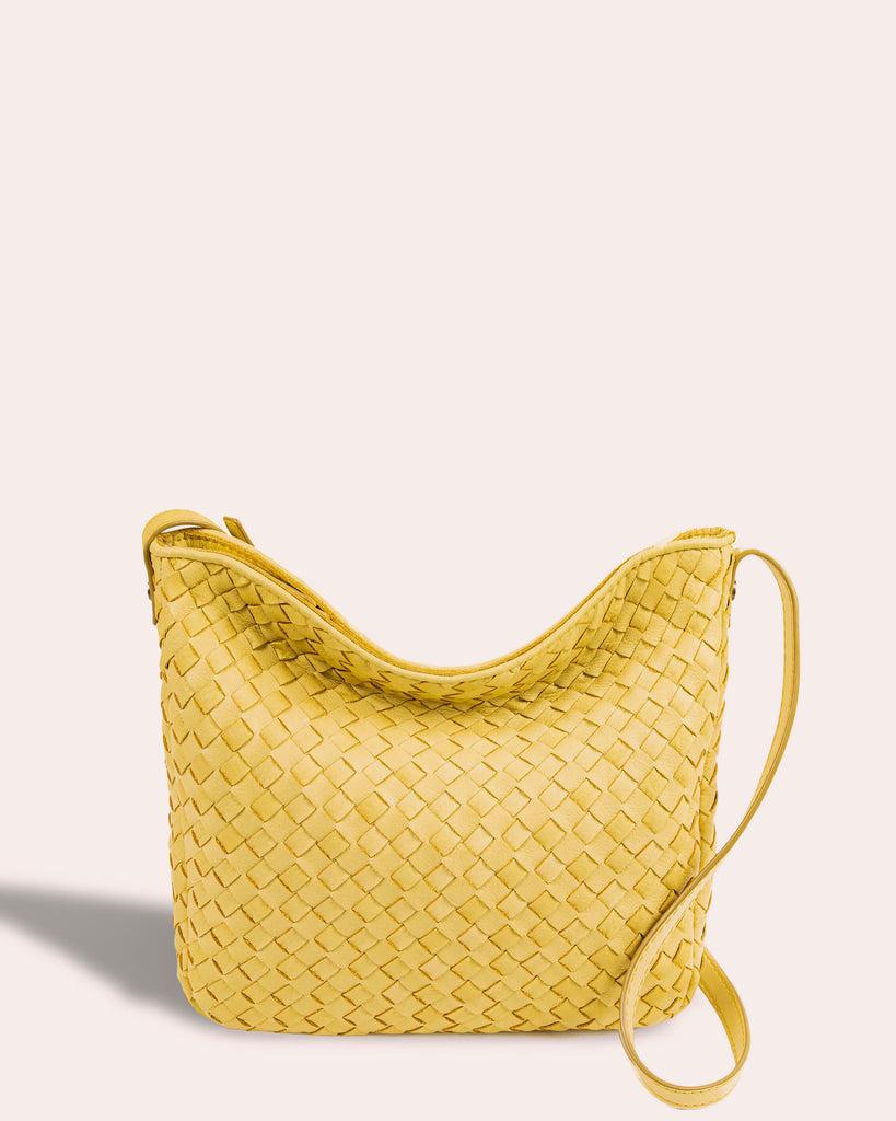 Modena Woven Crossbody - pale yellow front