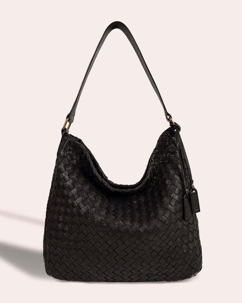 American Leather Co. Modena Woven Hobo Black