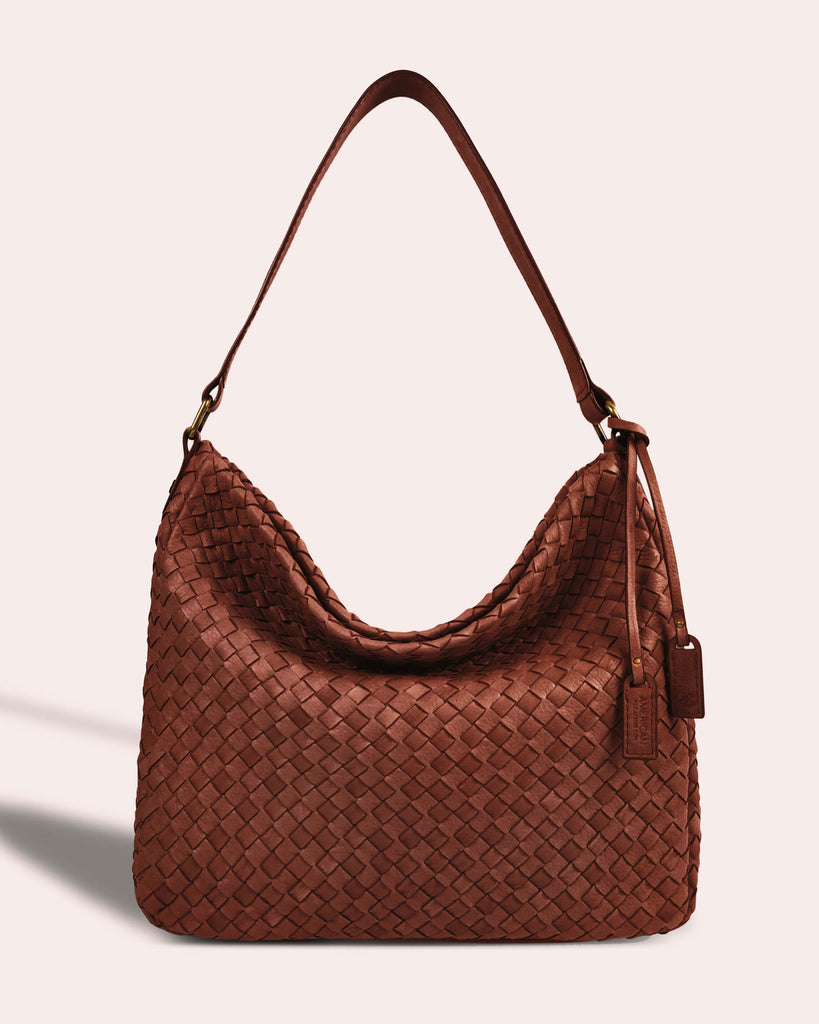 Modena Woven Hobo - brandy front