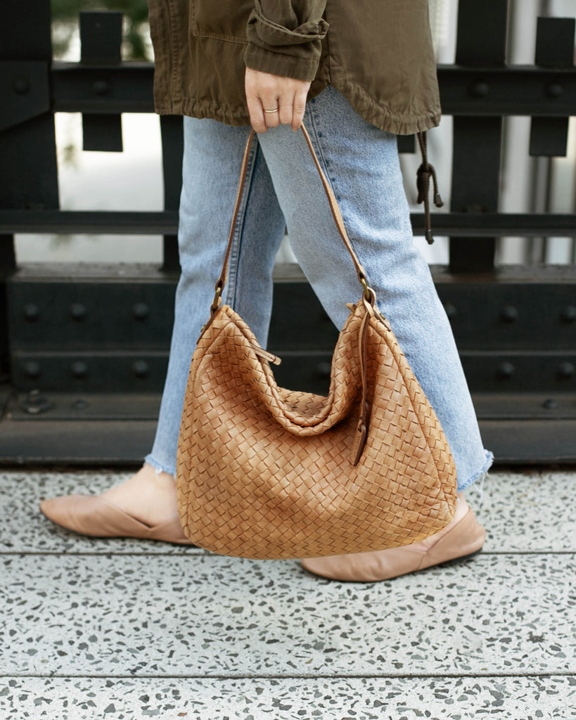 Modena Woven Hobo - butter rum lifestyle