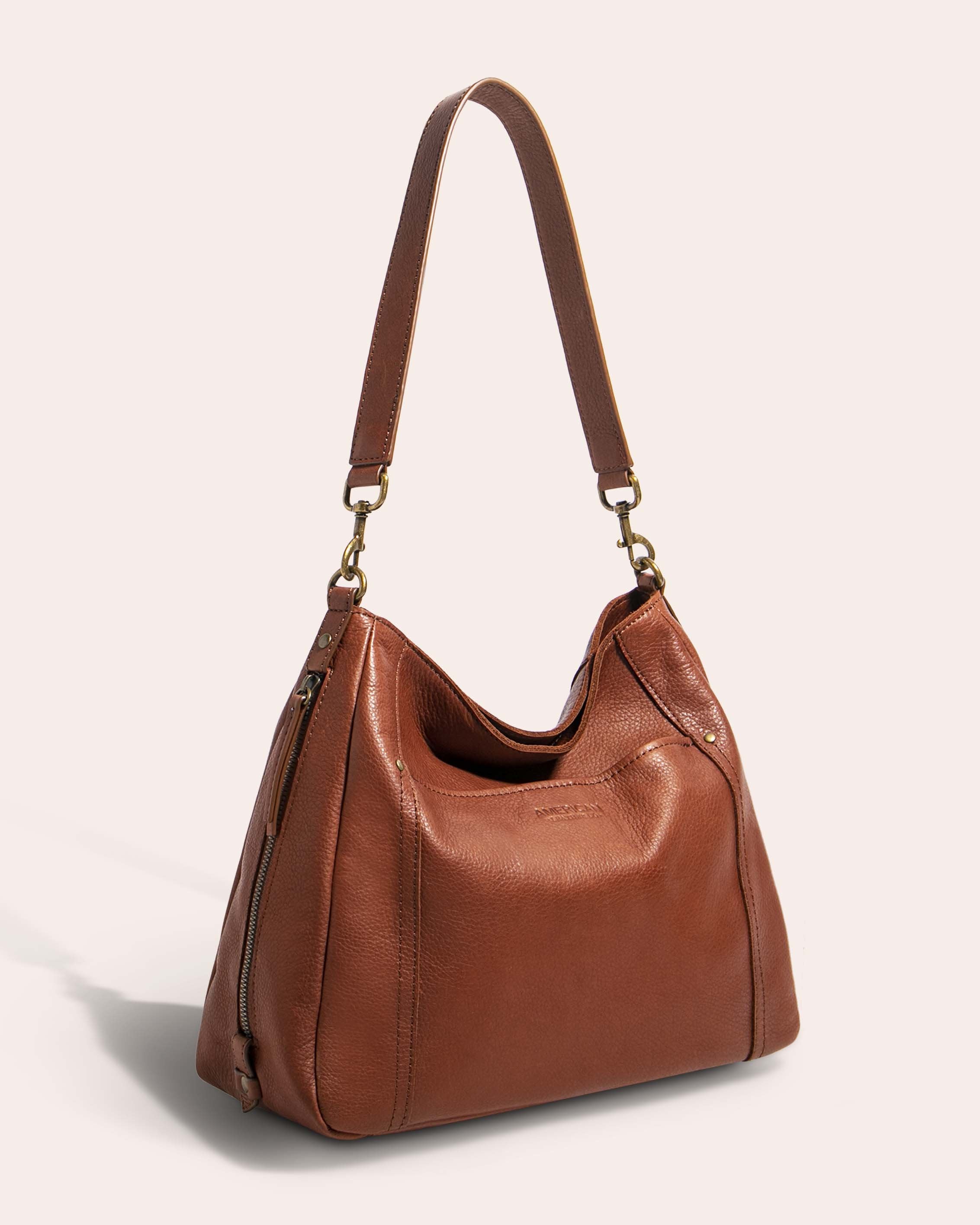 COGNAC COLOR FAUX LEATHER SHOULDER BAG WITH A WALLET – Le Obsession Boutique