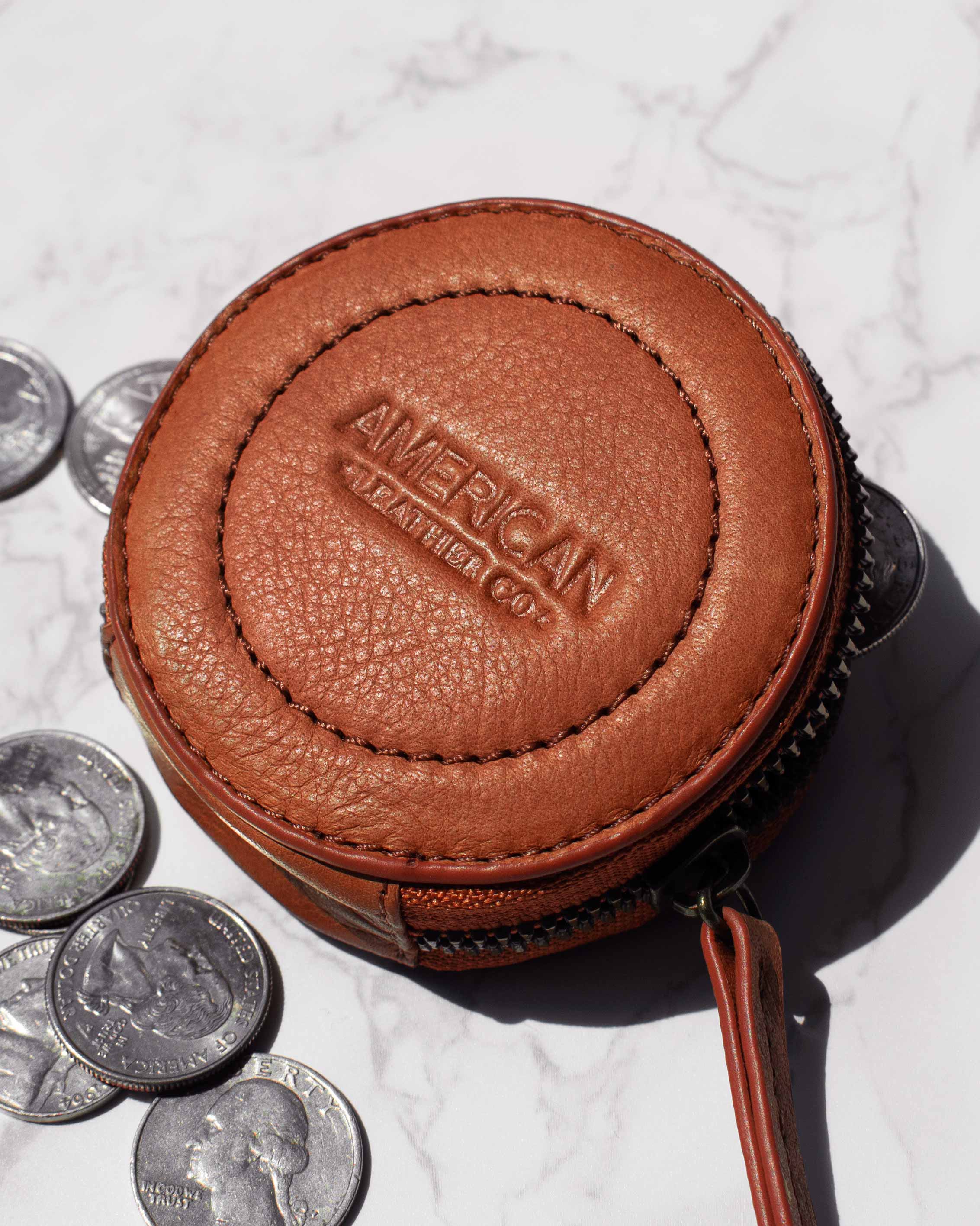 Stowe Round Coin Pouch | Cafe Latte | Fine Leather Goods | American Leather Co.