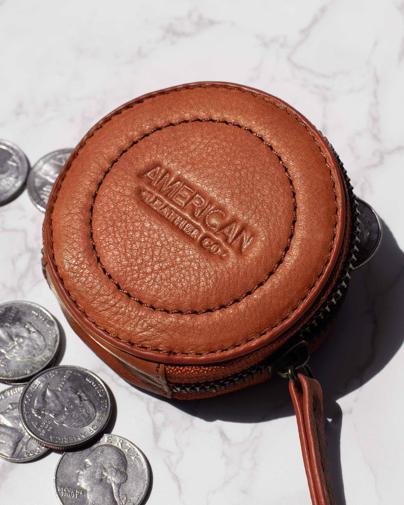 Stowe Round Coin Pouch Brandy - Product