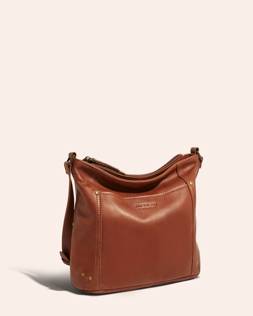 American Leather Co. Austin Double Entry Crossbody Cashew