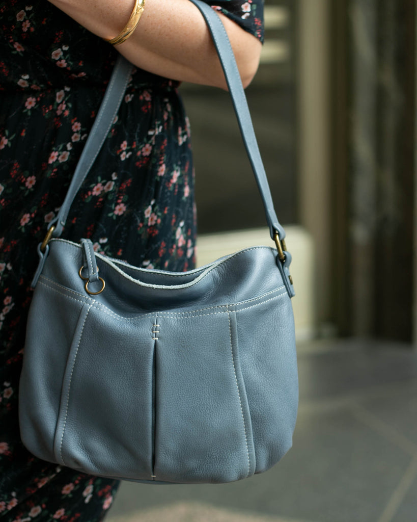 Vienna Double Entry Hobo - bay blue lifestyle