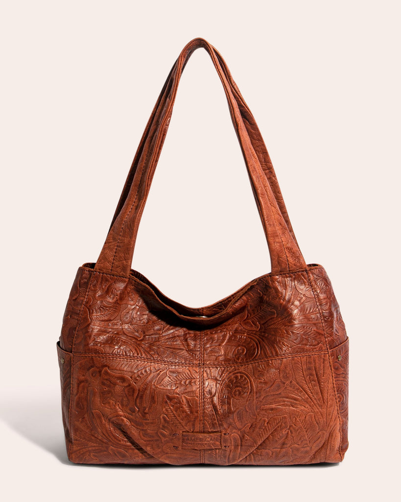 American Leather Co. Virginia Shopper Brandy Tooled - front